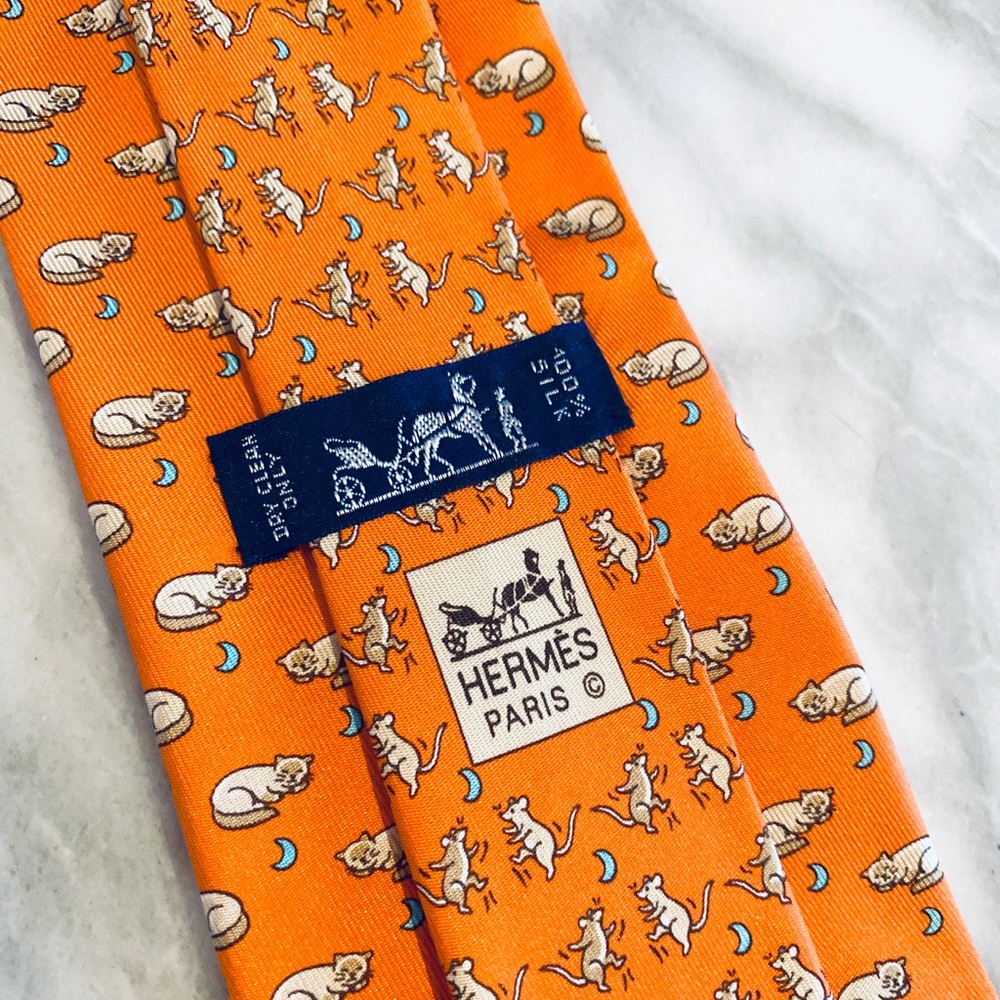 RARE Collector’s Edition Hermes Tie - Cat & Mouse